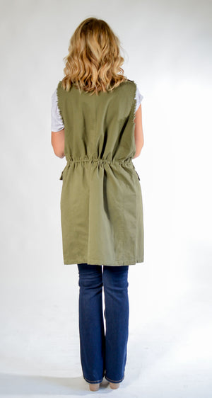 Long Canvas Zippered Vest