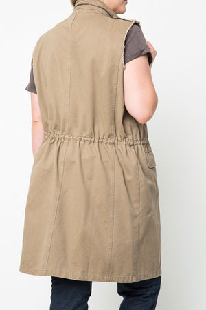 Plus Long Canvas Zippered Vest