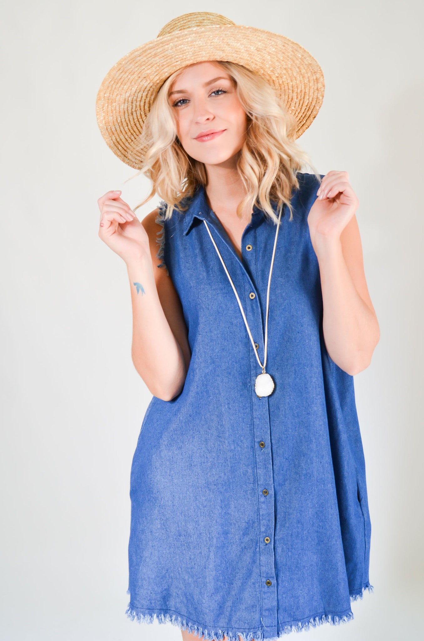 white christmas dresses Button Down Denim Shirt Dress
