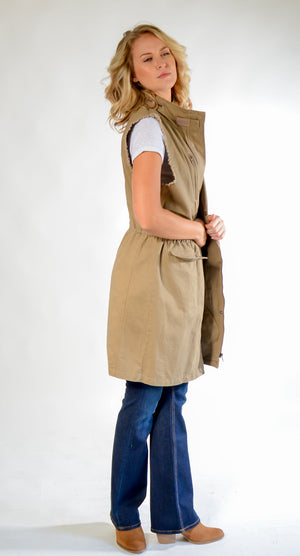 Long Canvas Zippered Vest
